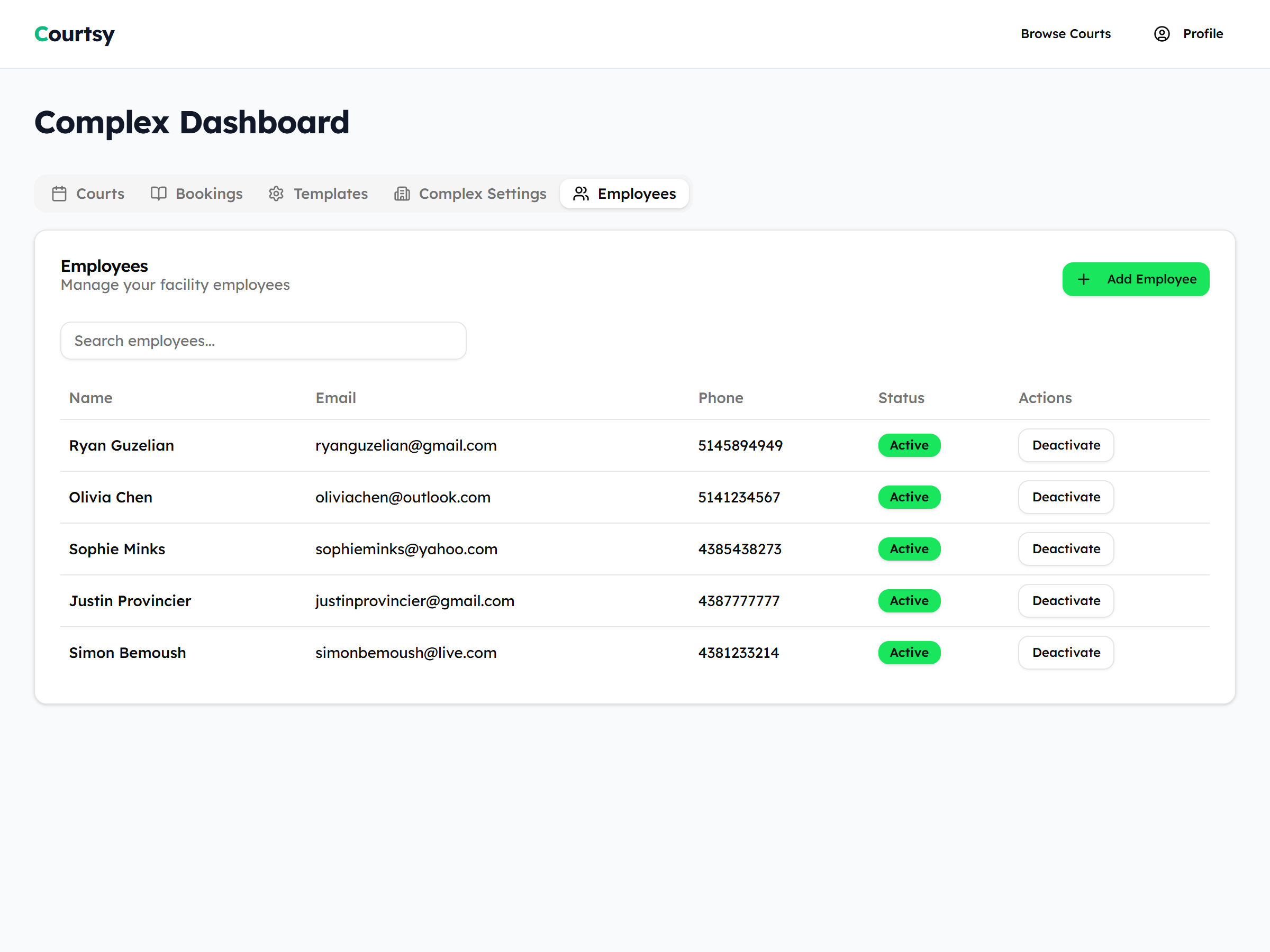 Courtsy customer management